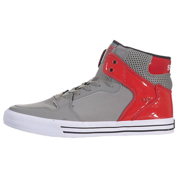 Supra Mens Vaider High Top Shoes - Grey Red | Canada H2040-4J51